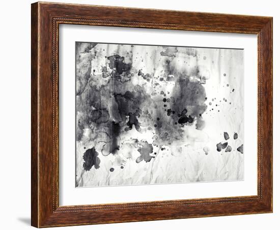 Abstract Black And White Ink Painting On Grunge Paper Texture-run4it-Framed Art Print