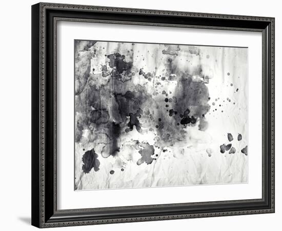 Abstract Black And White Ink Painting On Grunge Paper Texture-run4it-Framed Art Print