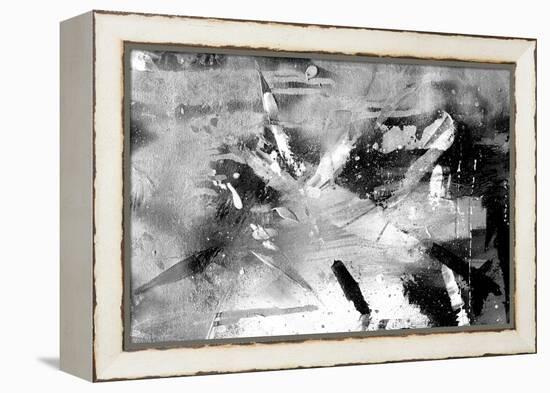 Abstract Black And White Painting On Grunge Paper Texture-run4it-Framed Stretched Canvas