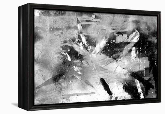 Abstract Black And White Painting On Grunge Paper Texture-run4it-Framed Stretched Canvas