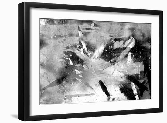 Abstract Black And White Painting On Grunge Paper Texture-run4it-Framed Premium Giclee Print