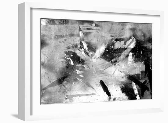 Abstract Black And White Painting On Grunge Paper Texture-run4it-Framed Premium Giclee Print