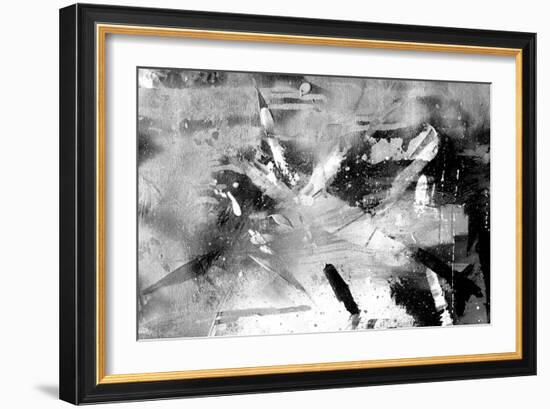 Abstract Black And White Painting On Grunge Paper Texture-run4it-Framed Premium Giclee Print