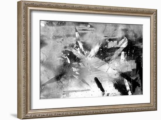 Abstract Black And White Painting On Grunge Paper Texture-run4it-Framed Art Print