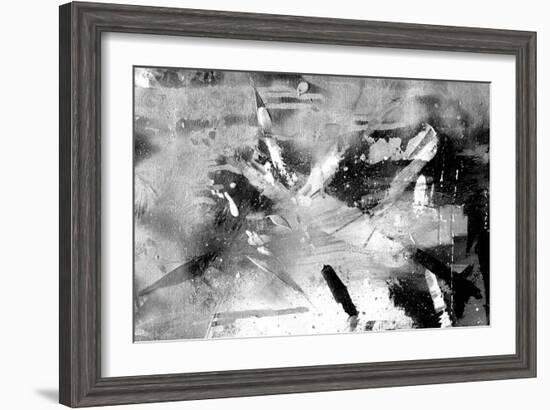 Abstract Black And White Painting On Grunge Paper Texture-run4it-Framed Art Print