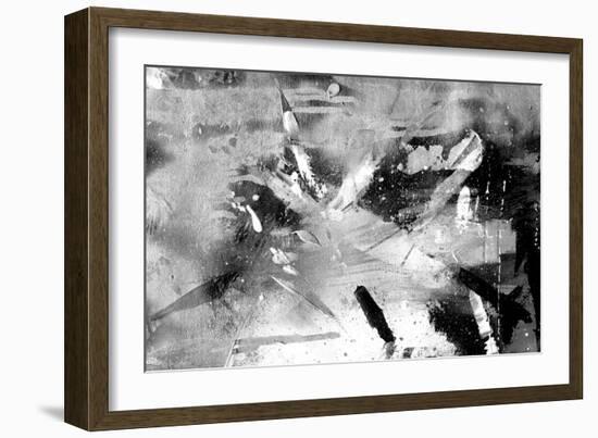 Abstract Black And White Painting On Grunge Paper Texture-run4it-Framed Art Print
