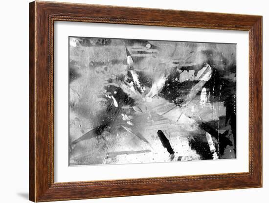 Abstract Black And White Painting On Grunge Paper Texture-run4it-Framed Art Print