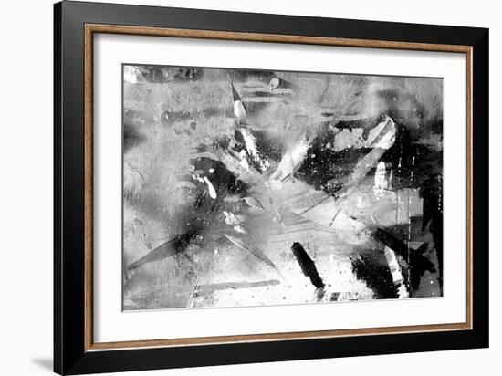 Abstract Black And White Painting On Grunge Paper Texture-run4it-Framed Art Print