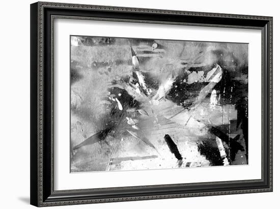 Abstract Black And White Painting On Grunge Paper Texture-run4it-Framed Art Print