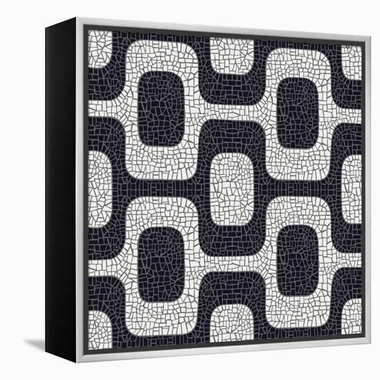 Abstract Black And White Pavement Pattern-cienpies-Framed Stretched Canvas