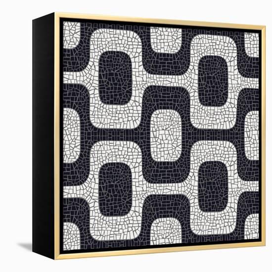 Abstract Black And White Pavement Pattern-cienpies-Framed Stretched Canvas