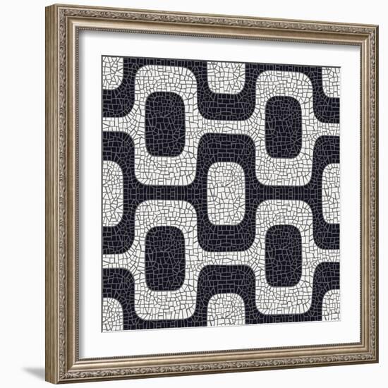 Abstract Black And White Pavement Pattern-cienpies-Framed Art Print