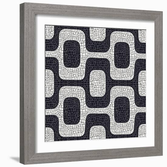 Abstract Black And White Pavement Pattern-cienpies-Framed Art Print