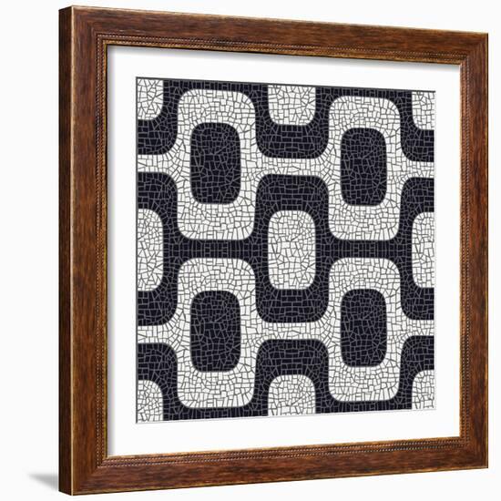 Abstract Black And White Pavement Pattern-cienpies-Framed Art Print