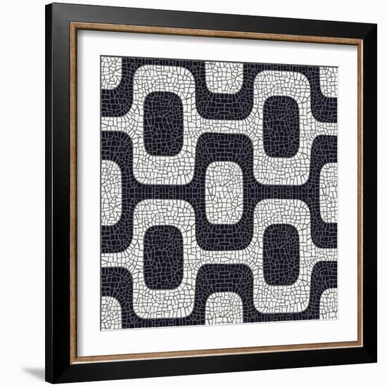 Abstract Black And White Pavement Pattern-cienpies-Framed Art Print