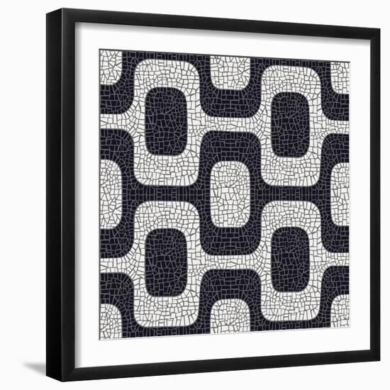 Abstract Black And White Pavement Pattern-cienpies-Framed Art Print