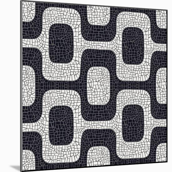 Abstract Black And White Pavement Pattern-cienpies-Mounted Art Print
