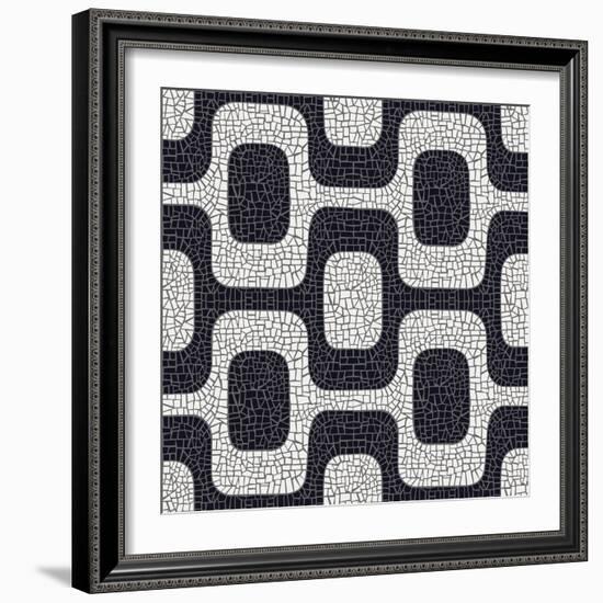 Abstract Black And White Pavement Pattern-cienpies-Framed Art Print