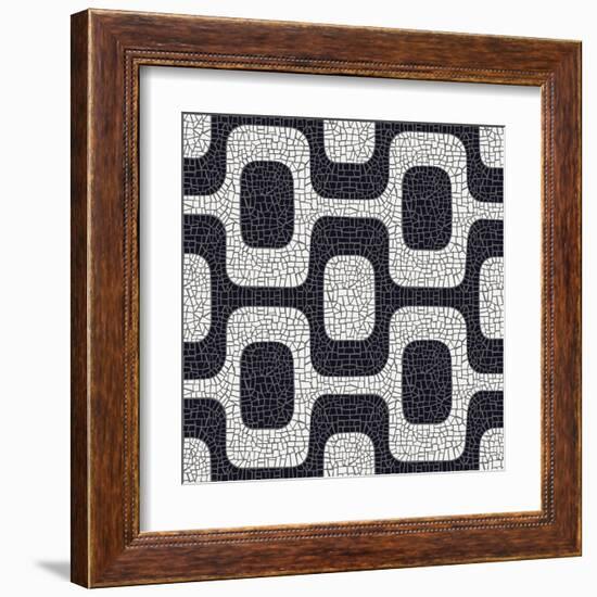 Abstract Black And White Pavement Pattern-cienpies-Framed Art Print