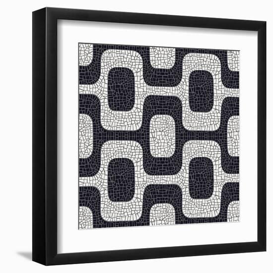 Abstract Black And White Pavement Pattern-cienpies-Framed Art Print