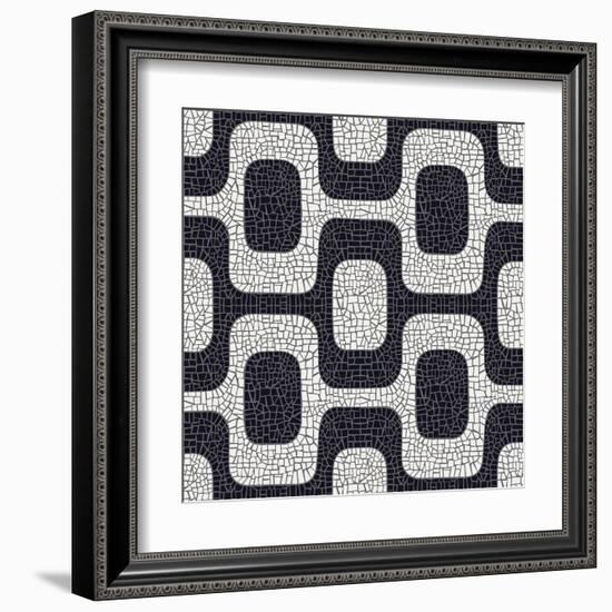 Abstract Black And White Pavement Pattern-cienpies-Framed Art Print