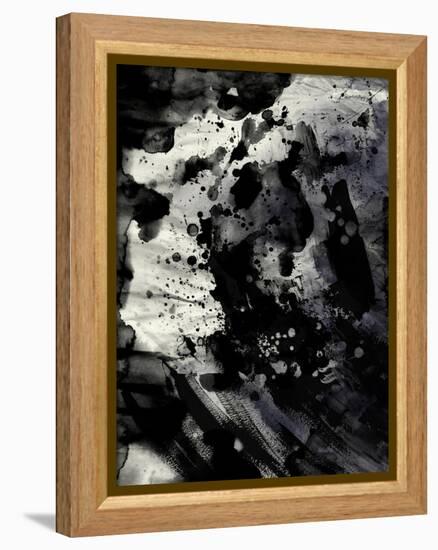 Abstract Black Ink Painting On Grunge Paper Texture-run4it-Framed Stretched Canvas