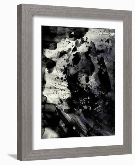 Abstract Black Ink Painting On Grunge Paper Texture-run4it-Framed Art Print