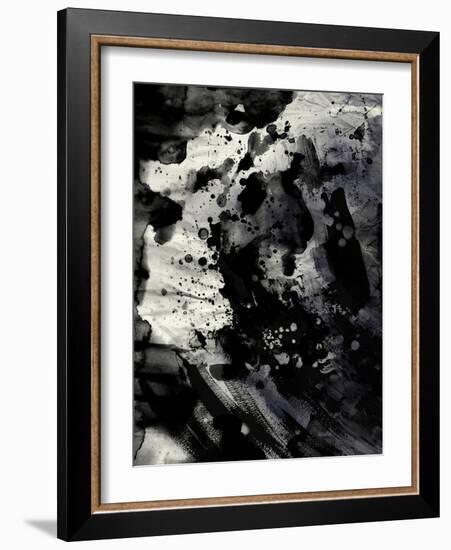 Abstract Black Ink Painting On Grunge Paper Texture-run4it-Framed Art Print