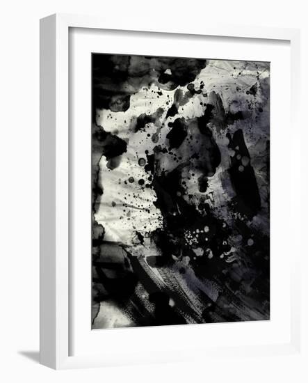 Abstract Black Ink Painting On Grunge Paper Texture-run4it-Framed Art Print