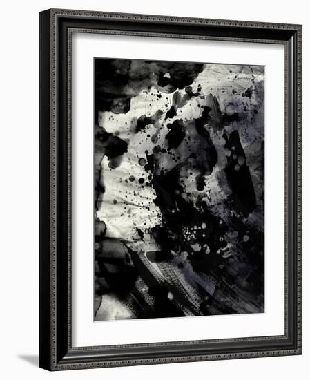 Abstract Black Ink Painting On Grunge Paper Texture-run4it-Framed Art Print