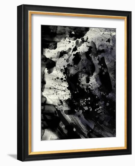 Abstract Black Ink Painting On Grunge Paper Texture-run4it-Framed Art Print