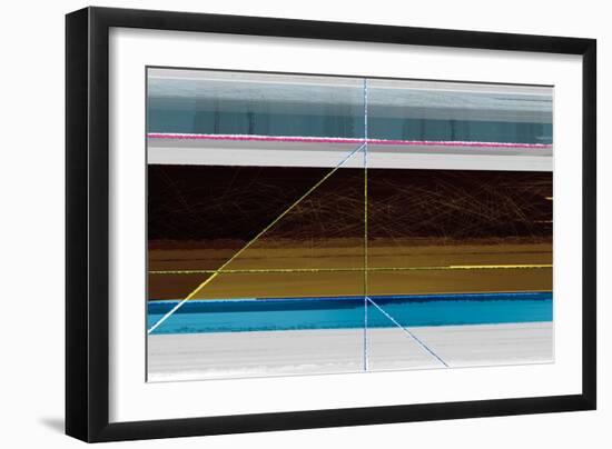 Abstract Blue and Brown Lines-NaxArt-Framed Art Print