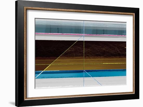 Abstract Blue and Brown Lines-NaxArt-Framed Art Print