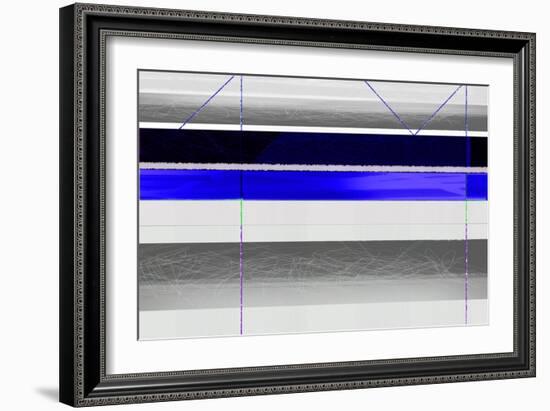 Abstract Blue and White Paralells-NaxArt-Framed Art Print