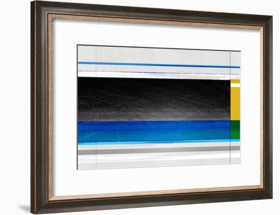 Abstract Blue Black and yellow-NaxArt-Framed Art Print