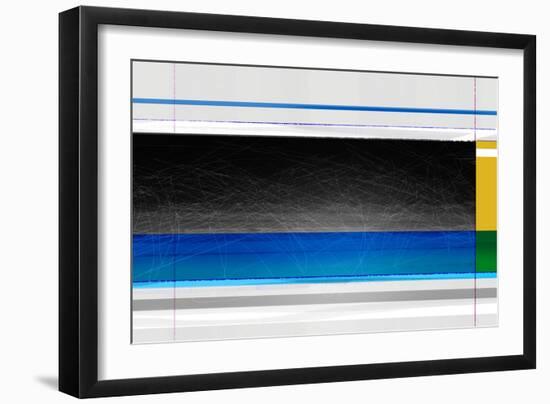 Abstract Blue Black and yellow-NaxArt-Framed Art Print
