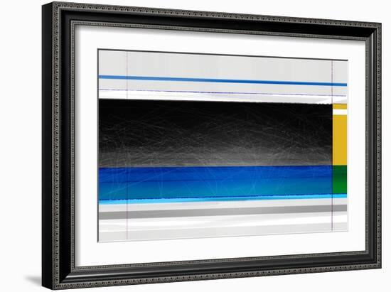 Abstract Blue Black and yellow-NaxArt-Framed Art Print
