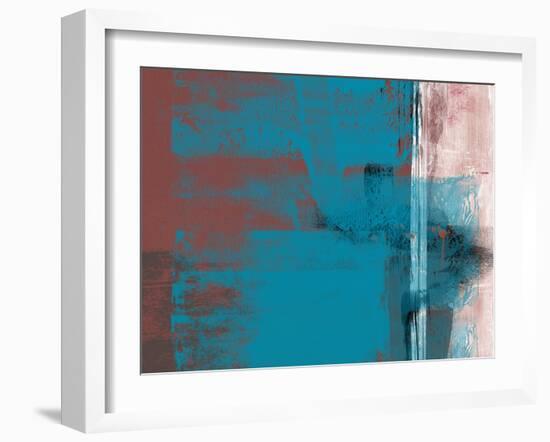 Abstract Blue Brown and White-Alma Levine-Framed Art Print