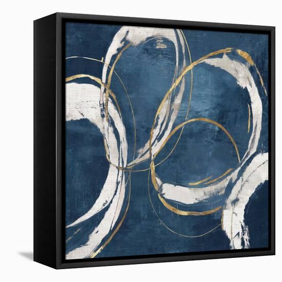 Abstract Blue Circles I-Emma Peal-Framed Stretched Canvas