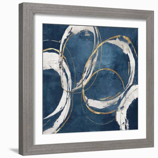 Abstract Blue Circles I-Emma Peal-Framed Art Print