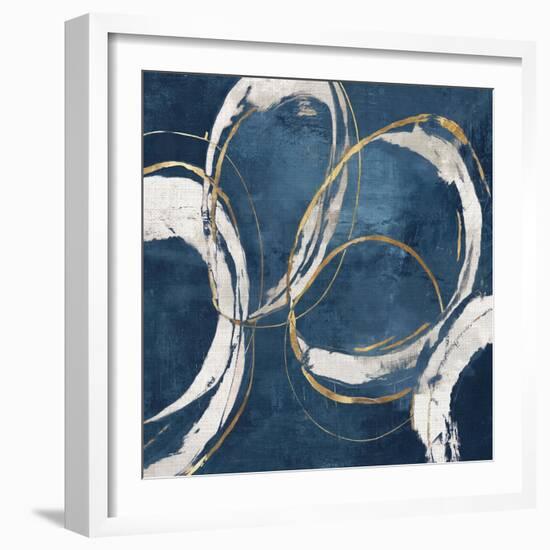 Abstract Blue Circles I-Emma Peal-Framed Art Print