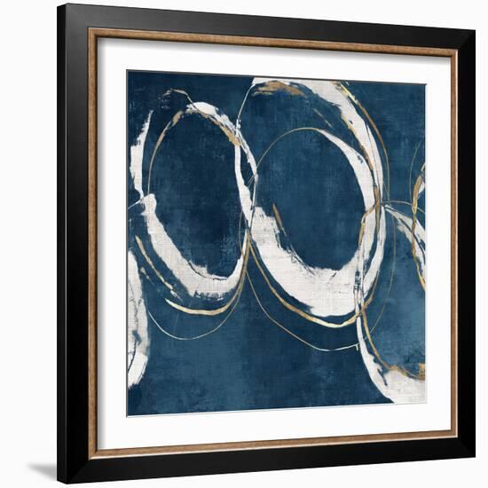 Abstract Blue Circles II-Emma Peal-Framed Art Print