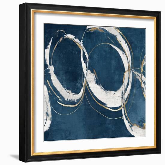 Abstract Blue Circles II-Emma Peal-Framed Art Print