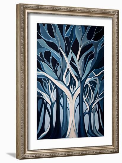 Abstract Blue Forest-Lea Faucher-Framed Art Print