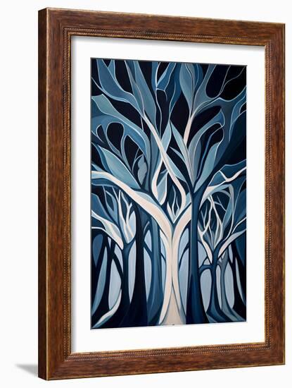 Abstract Blue Forest-Lea Faucher-Framed Art Print