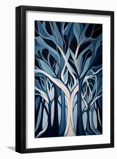 Abstract Blue Forest-Lea Faucher-Framed Art Print