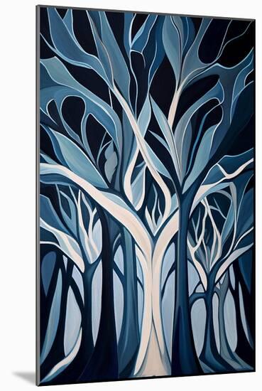 Abstract Blue Forest-Lea Faucher-Mounted Art Print