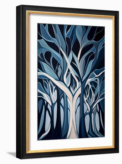 Abstract Blue Forest-Lea Faucher-Framed Art Print