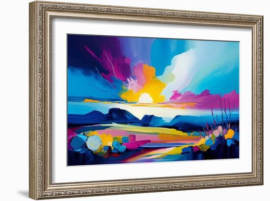 Abstract Blue Landscape-Avril Anouilh-Framed Art Print