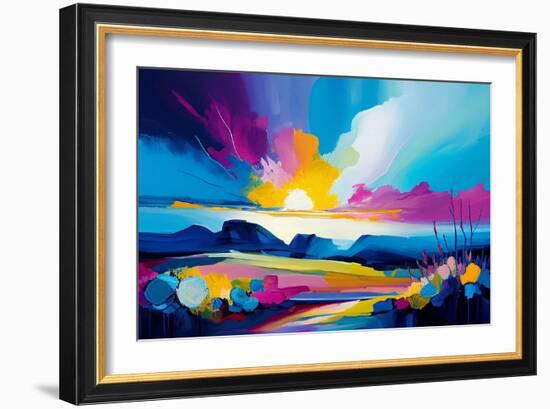 Abstract Blue Landscape-Avril Anouilh-Framed Art Print